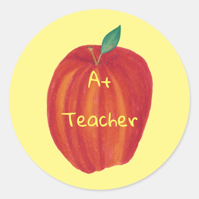 Stickers A+ Teacher Aquarelle Apple (Devant)