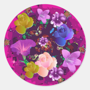 Stickers Abstraits floraux vifs rose