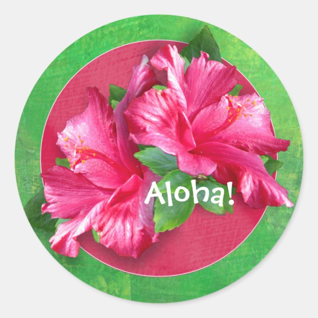 Stickers Aloha Hibiscus Rose Hawaii (Devant)