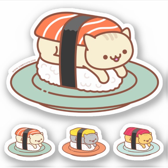Stickers amusants - SUSHI CATS - SAUMON (Devant)