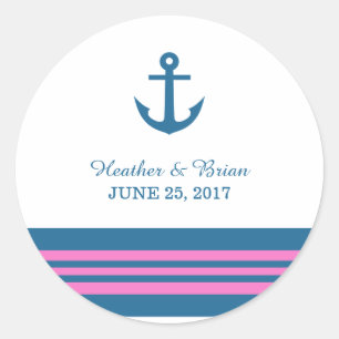 Stickers Ancre bleue rose marine
