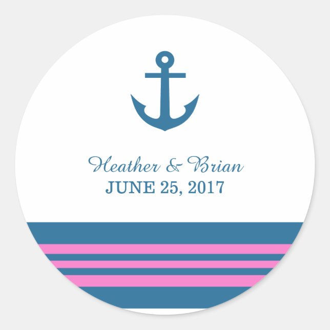 Stickers Ancre bleue rose marine (Devant)