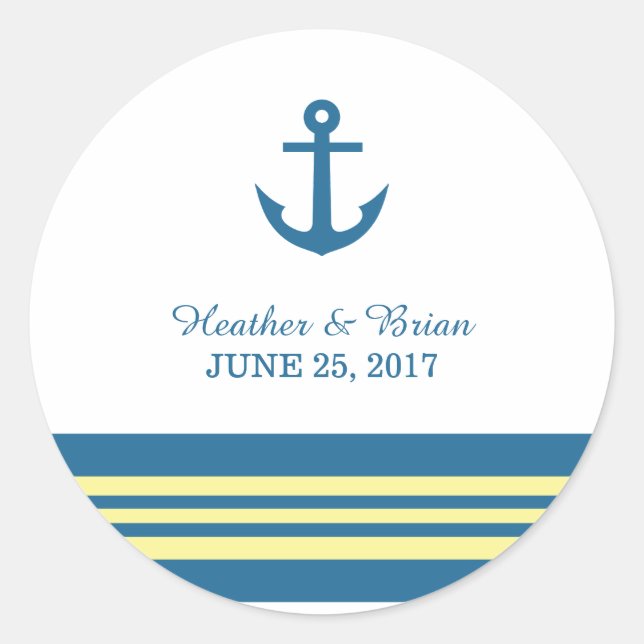 Stickers Ancre Nautique Bleu Jaune (Devant)