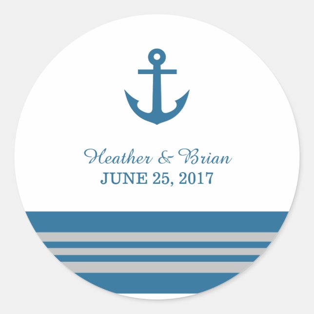 Stickers Ancre Nautique gris bleu (Devant)