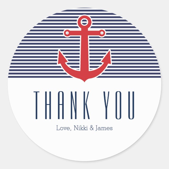 Stickers Ancre rouge bleu et blanc bleu marine (Devant)