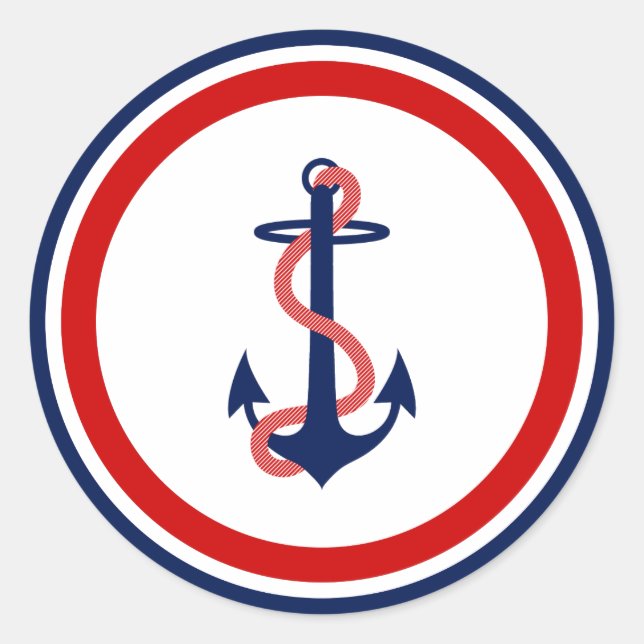 Stickers Ancres nautiques Rouge Blanc Bleu (Devant)