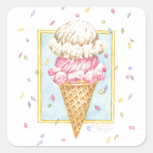 Stickers Anniversaire à deux ponts de crème glacée