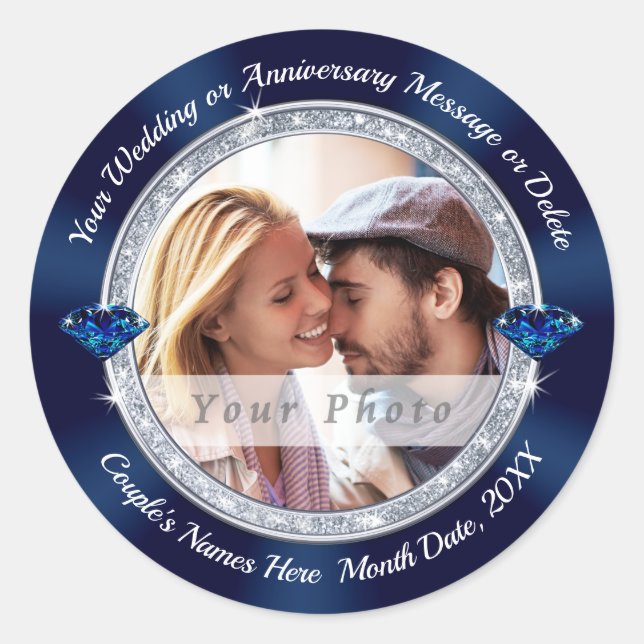 Stickers Anniversaire Bleu Personnalisé ou Mariage (Devant)