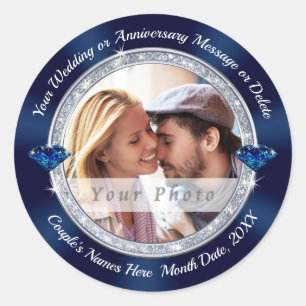 Stickers Anniversaire Bleu Personnalisé ou Mariage
