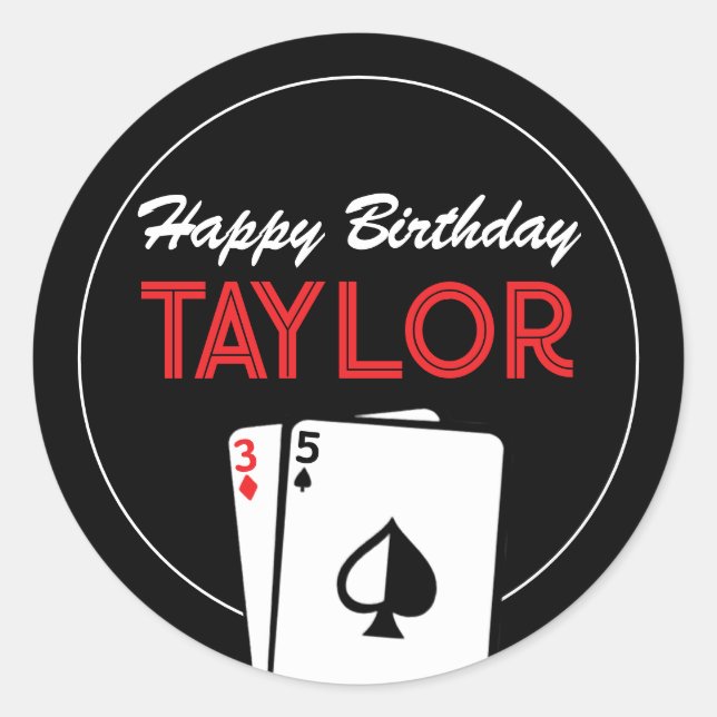 Stickers Anniversaire Carte Poker Casino (Devant)