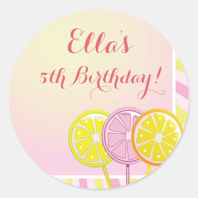 Stickers Anniversaire Citronnade Rose (Devant)