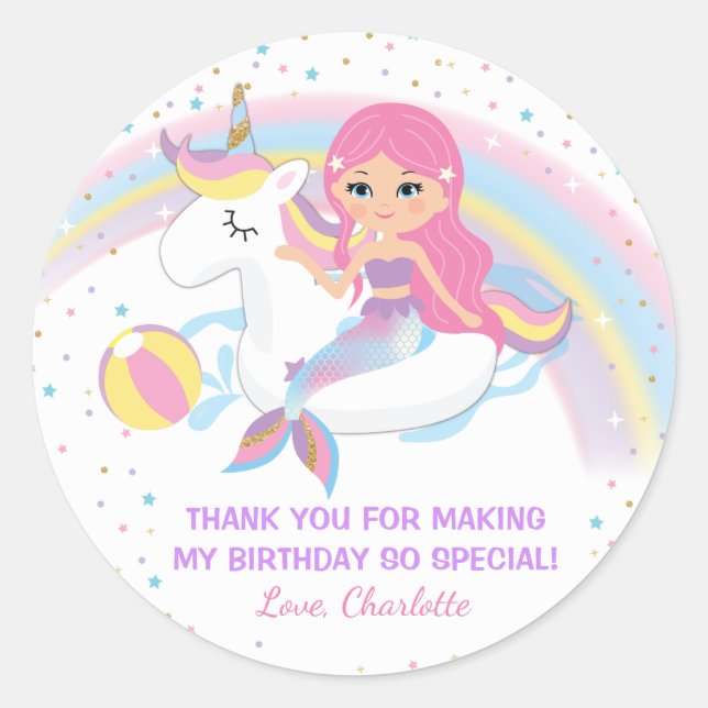 Stickers Anniversaire de la piscine de sirène Unic (Devant)