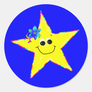 Stickers Anniversaire de l'étoile souriante jaune