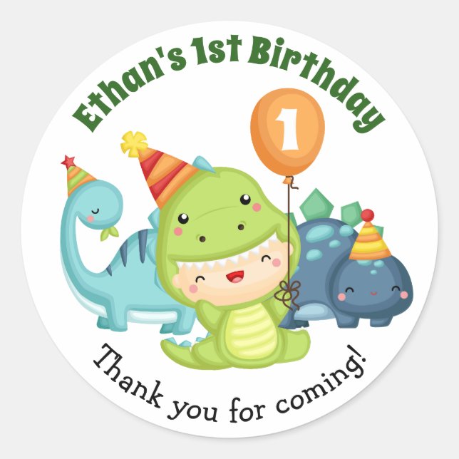 Stickers Anniversaire Dinosaur - 1er Anniversaire  (Devant)