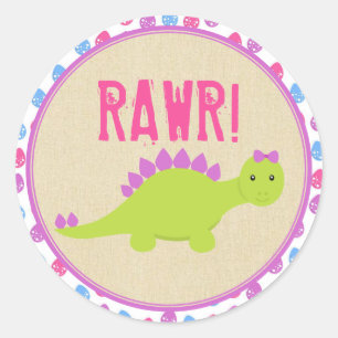 Stickers Anniversaire Dinosaure fille Dinosaures r