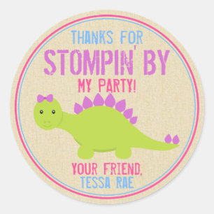 Stickers Anniversaire Dinosaure fille Dinosaures r