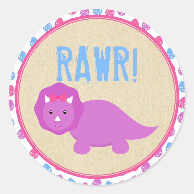 Stickers Anniversaire Dinosaure fille Dinosaures r (Devant)