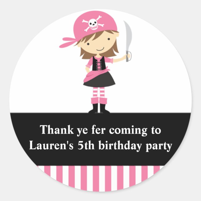 Stickers Anniversaire Pirate Rose (Devant)