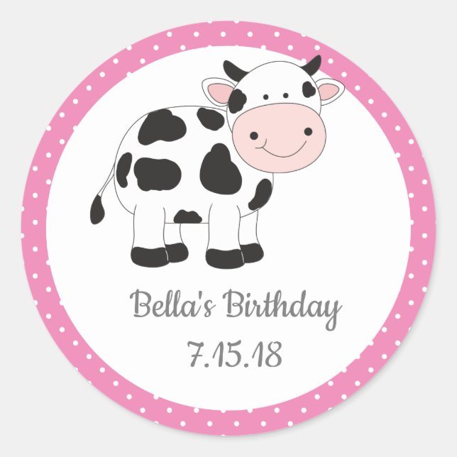 Stickers Anniversaire Pois rose (Devant)