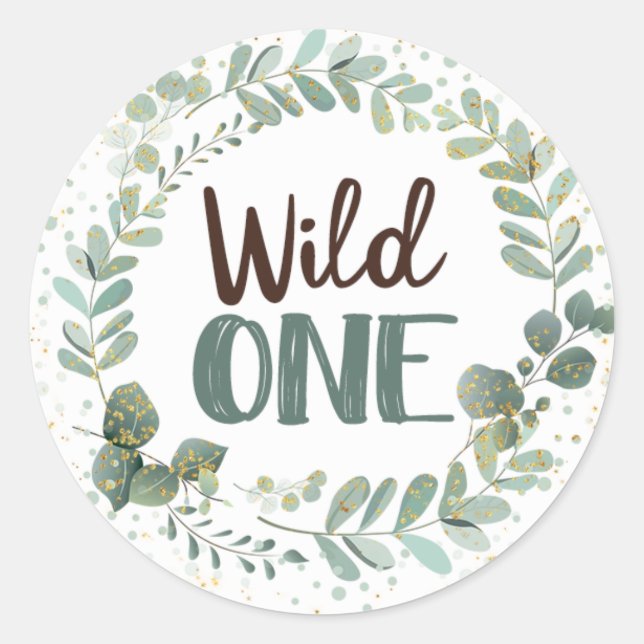 Stickers Anniversaire Wild One Woodland Favoriser  (Devant)
