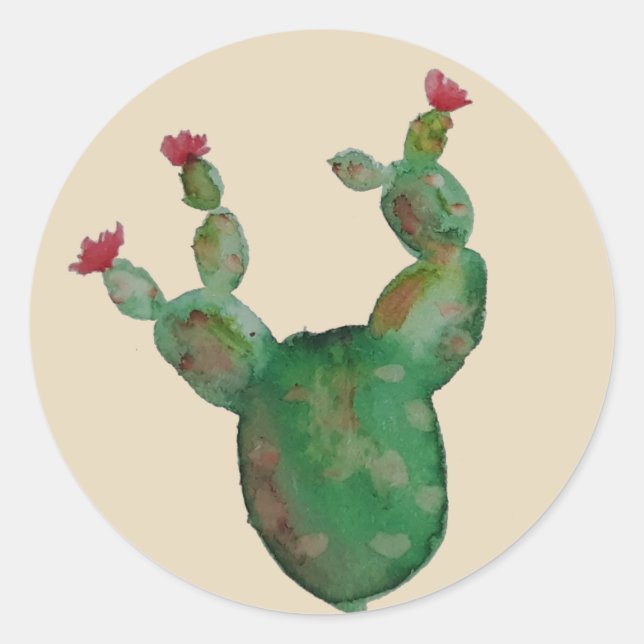 Stickers Aquarelle de cactus à poires (Devant)