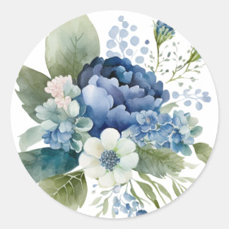 Stickers Aquarelle Florale Bleu, Sceaux Enveloppe