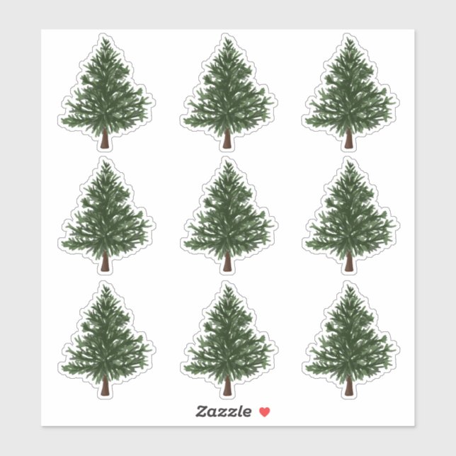 Stickers Arbre de pin vert (Feuille)