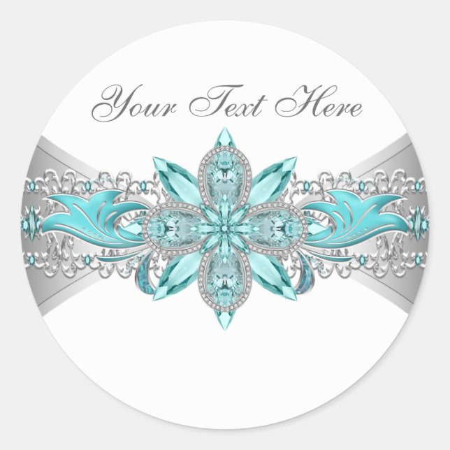 Stickers Argent élégant et Bleu Turquoise (Devant)