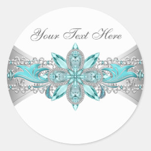 Stickers Argent élégant et Bleu Turquoise