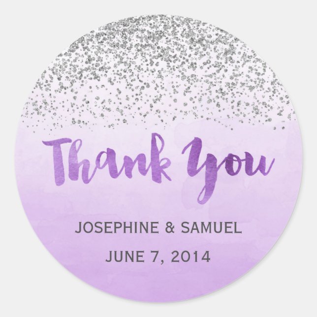 Stickers Argent et Purple Aquarelle Rond (Devant)