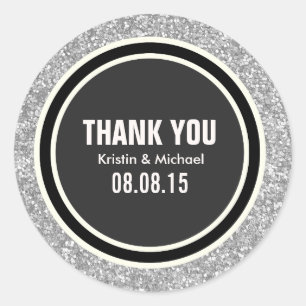 Stickers Argent Parties scintillant et Noir Merci 