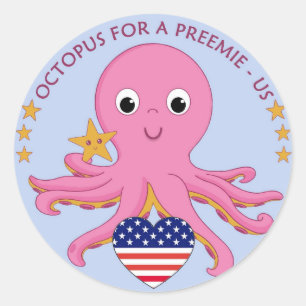 Stickers Arrondi Octopus Pour Un Préemie US