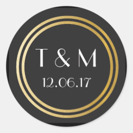 Stickers Art Déco 1920 Étiquette rond d'or noir