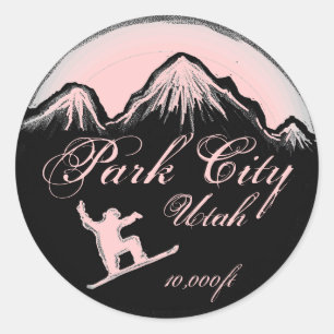 stickers art snowboard rose Park City Utah