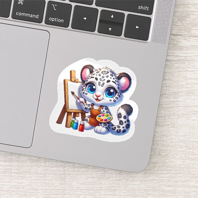 Stickers Artiste Leopard De Neige Cute Kawaii Pein (Détail)