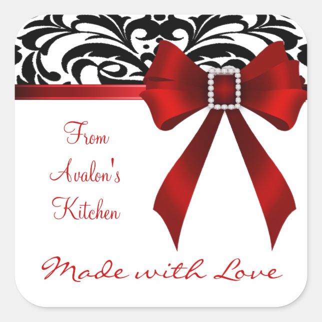 Stickers B&W Brocade Red Bow (Devant)