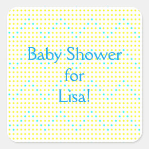 Stickers Baby shower à points jaunes Aqua Chevron