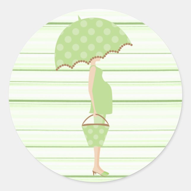 Stickers Baby shower à rayures vertes (Devant)