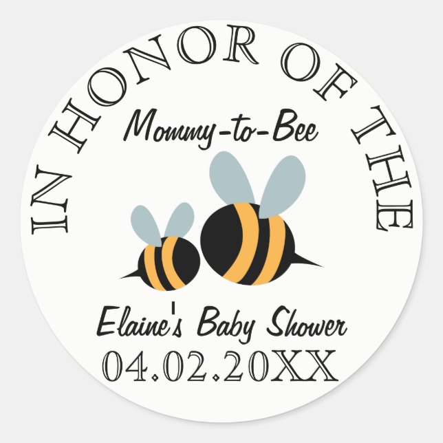 Stickers Baby shower à thème abeille - Mommy-to-Be (Devant)