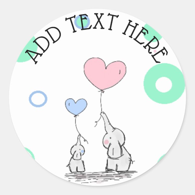 Stickers Baby shower à thème éléphant (Devant)
