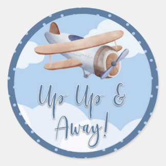 Stickers Baby shower AirplanBlue Nuds vers le haut