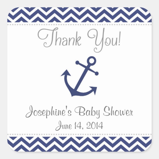 Stickers Baby shower Ancre nautique (Devant)