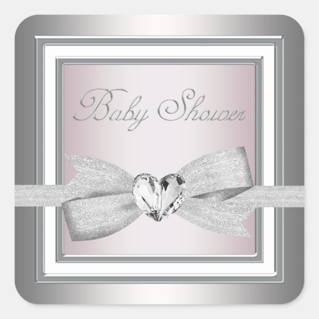 Stickers Baby shower argenté élégant (Devant)