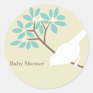 Stickers Baby shower aux oiseaux blancs