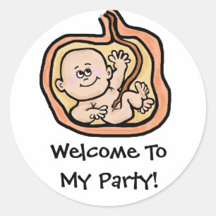 Stickers Baby shower bébé en utérus