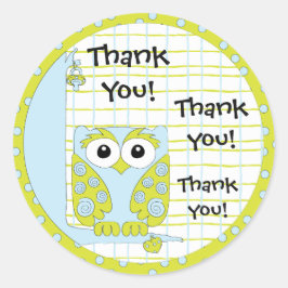 Stickers baby shower Bleu/Chouette 1 1/2" ou 3"