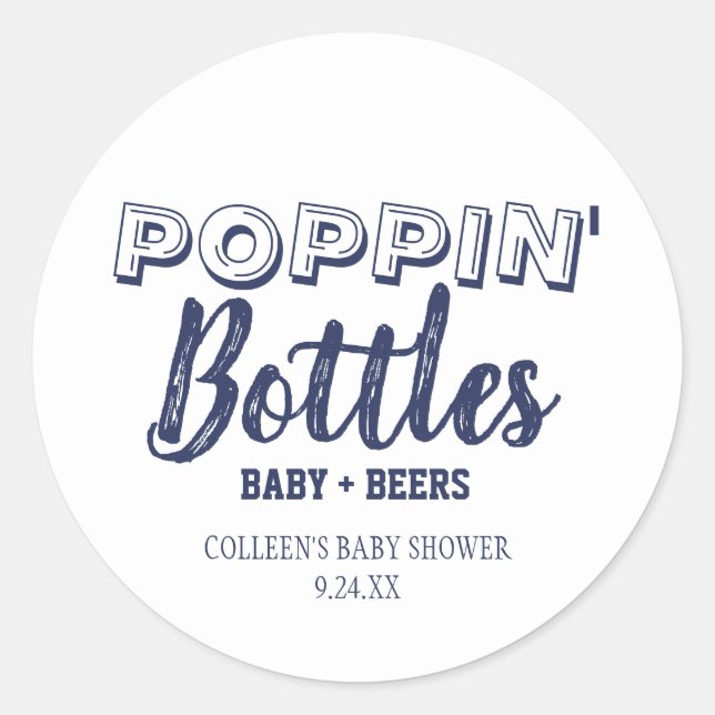 Stickers Baby shower bleu marine (Devant)