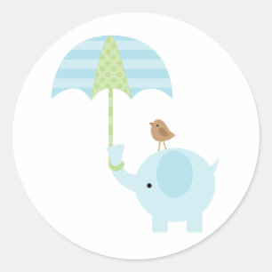 Stickers Baby shower Blue Elephant