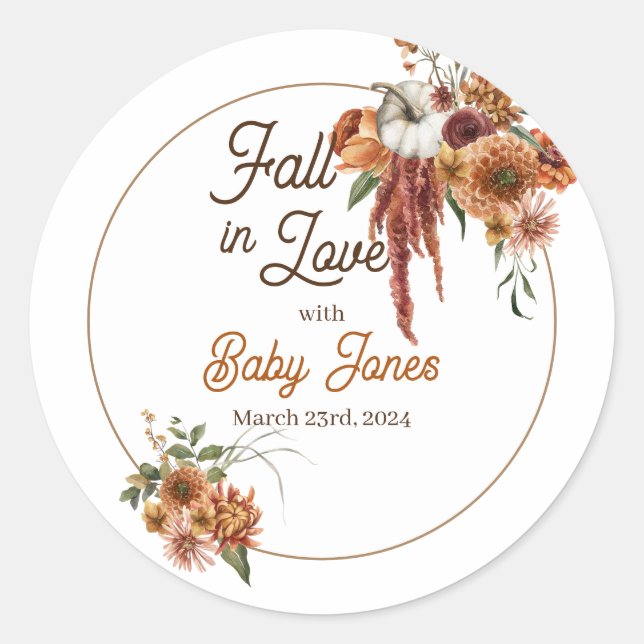 Stickers Baby shower Boho Automne (Devant)
