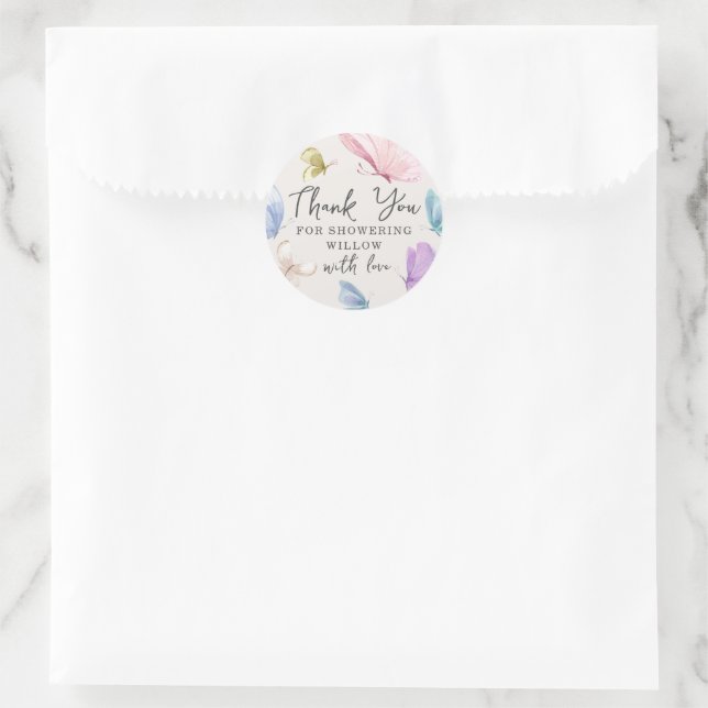 Stickers Baby shower Boho Butterfly Circle Favoris (Sac)